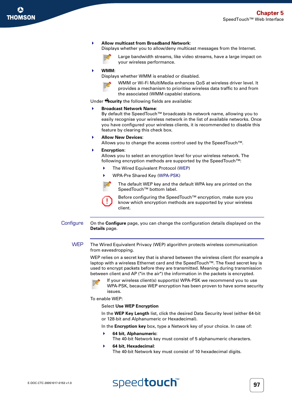 Configure, Chapter 5 | Technicolor - Thomson SpeedTouch 780 (WL) User Manual | Page 105 / 122