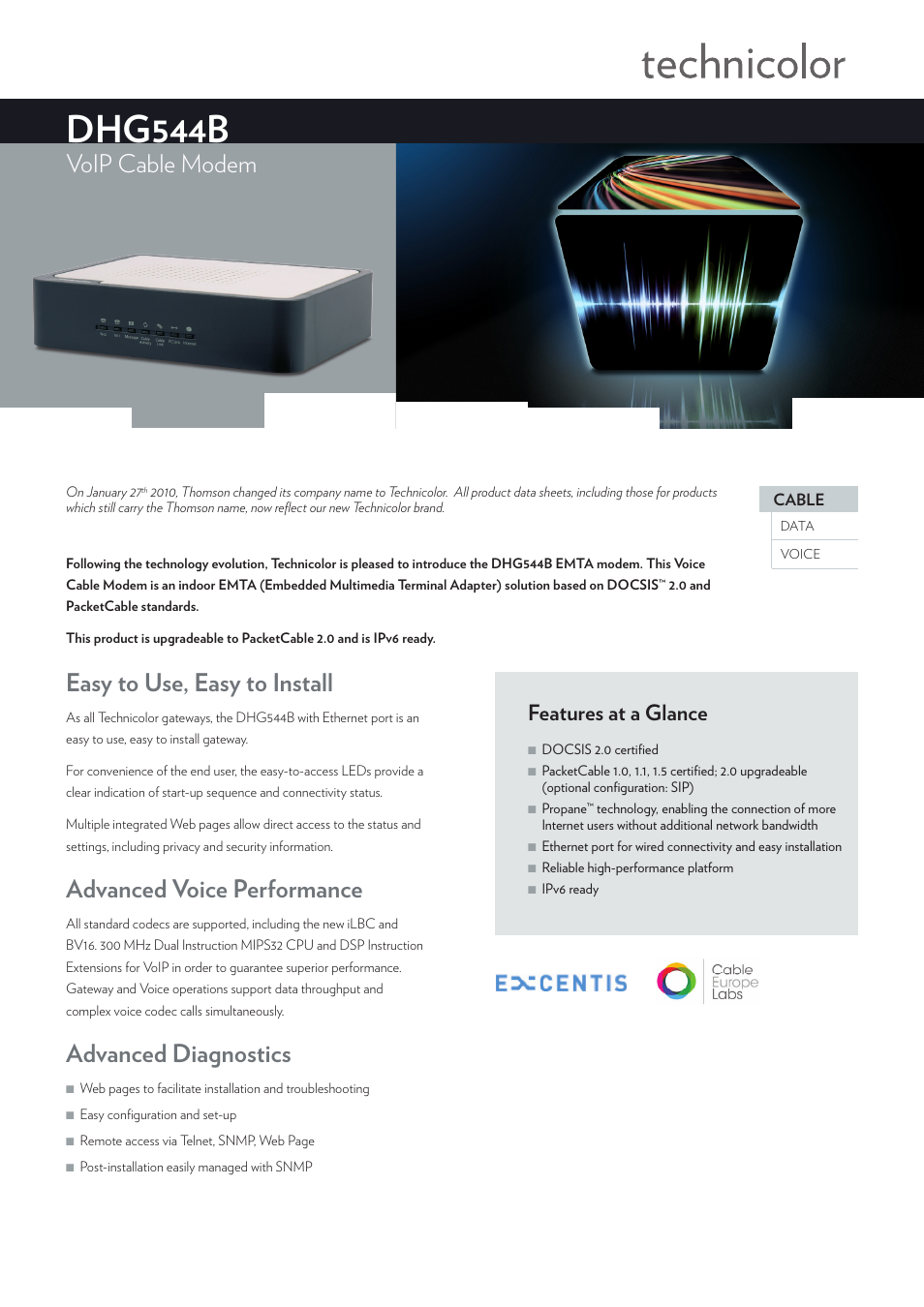 Technicolor - Thomson DHG544B User Manual | 3 pages