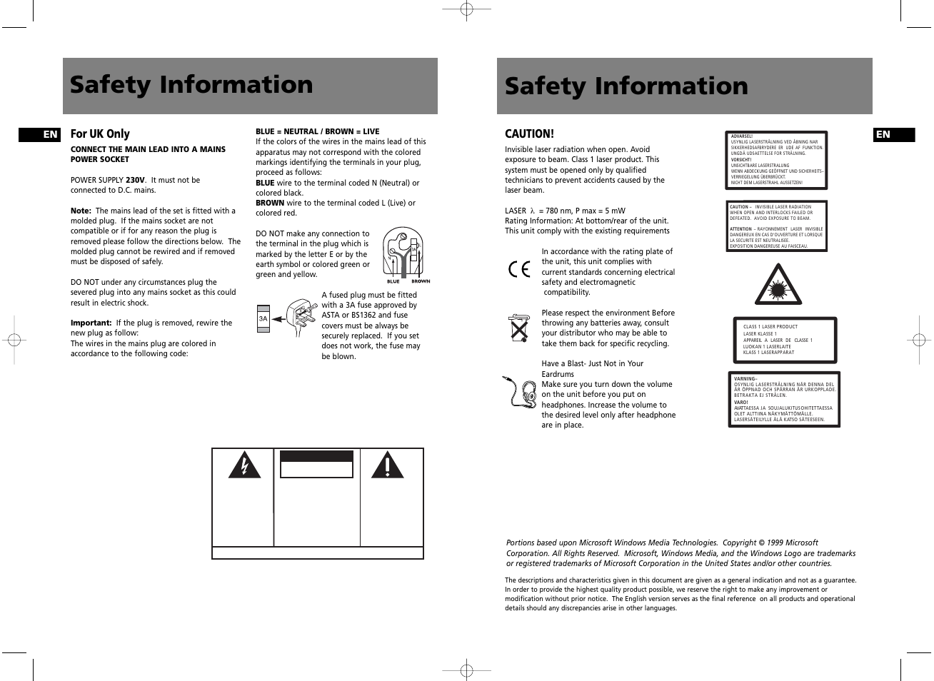 Safety information, For uk only, Caution | Technicolor - Thomson CS600 User Manual | Page 2 / 15