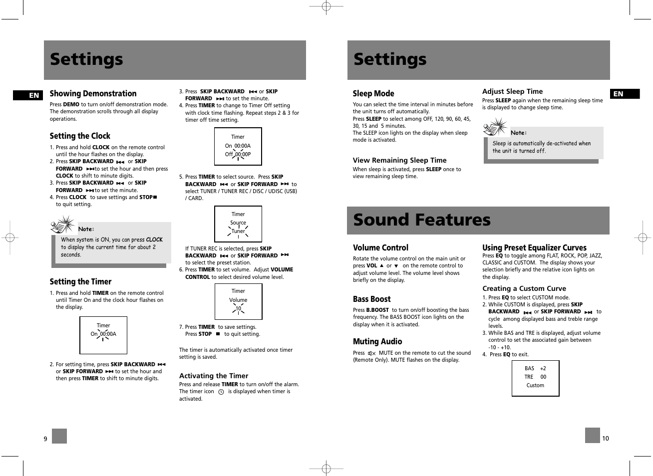 Settings, Sound features | Technicolor - Thomson CS600 User Manual | Page 8 / 15