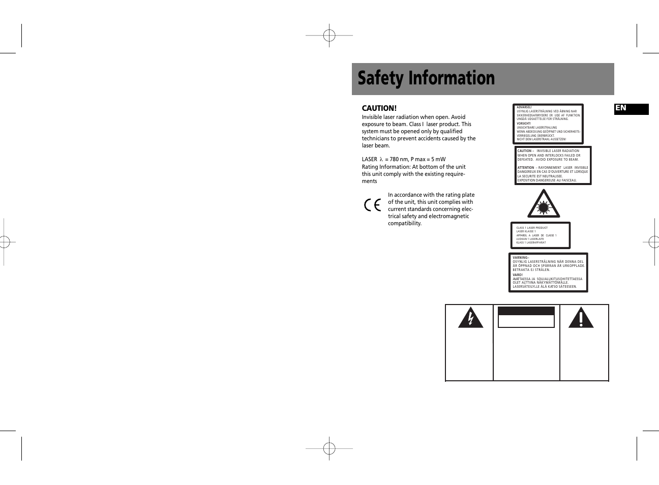 Safety information, Caution, Warning | Technicolor - Thomson PDP2030 User Manual | Page 3 / 8