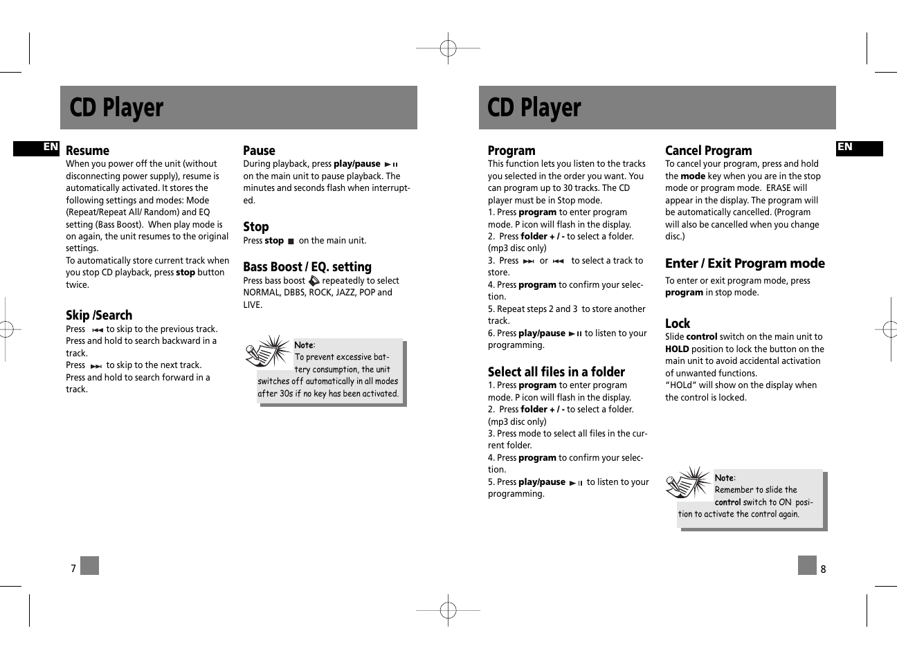 Cd player | Technicolor - Thomson PDP2030 User Manual | Page 7 / 8