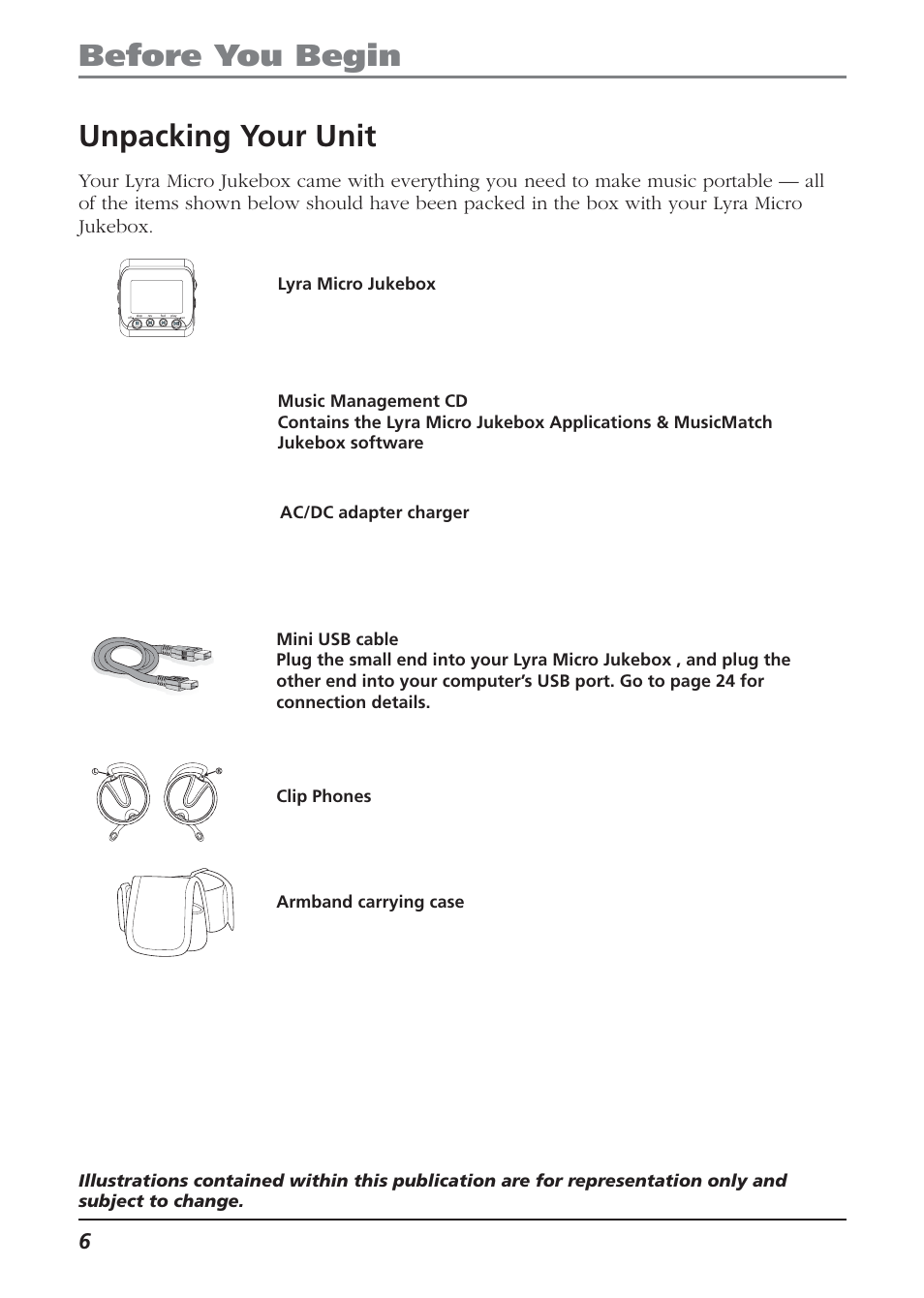 Unpacking your unit, Before you begin | Technicolor - Thomson Thomson Lyra PDP2810 User Manual | Page 6 / 50