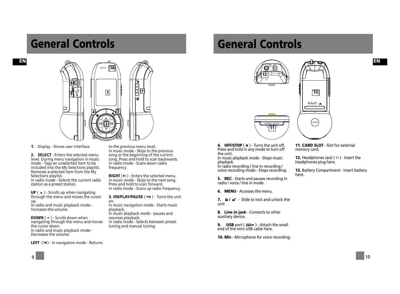 General controls | Technicolor - Thomson Thomson Lyra PDP2762X User Manual | Page 10 / 26