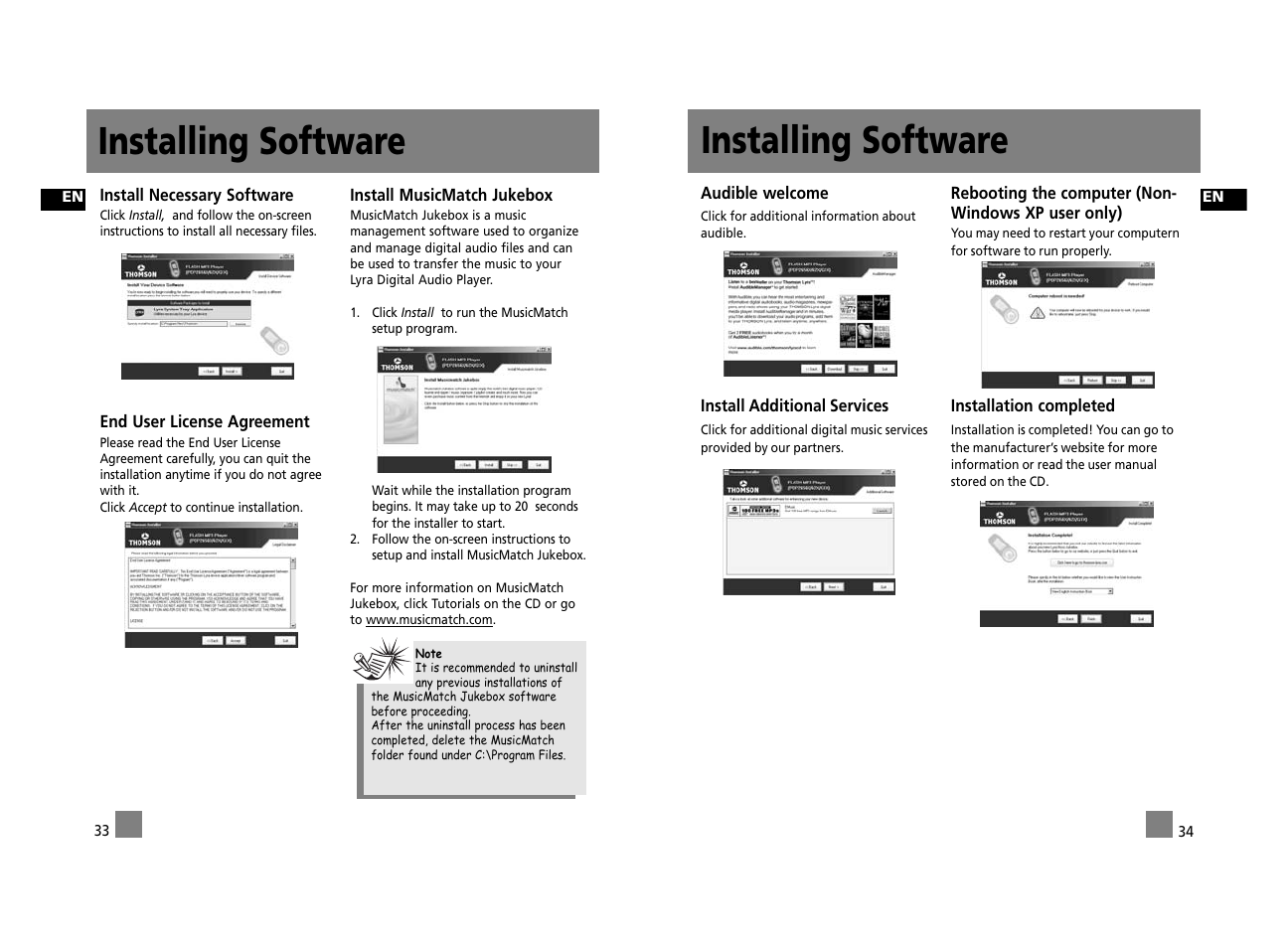 Installing software | Technicolor - Thomson Thomson Lyra PDP2762X User Manual | Page 22 / 26