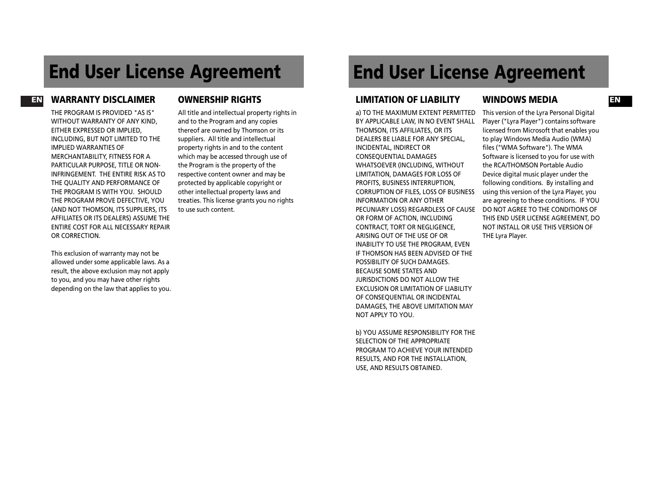 End user license agreement | Technicolor - Thomson Thomson Lyra PDP2762X User Manual | Page 4 / 26
