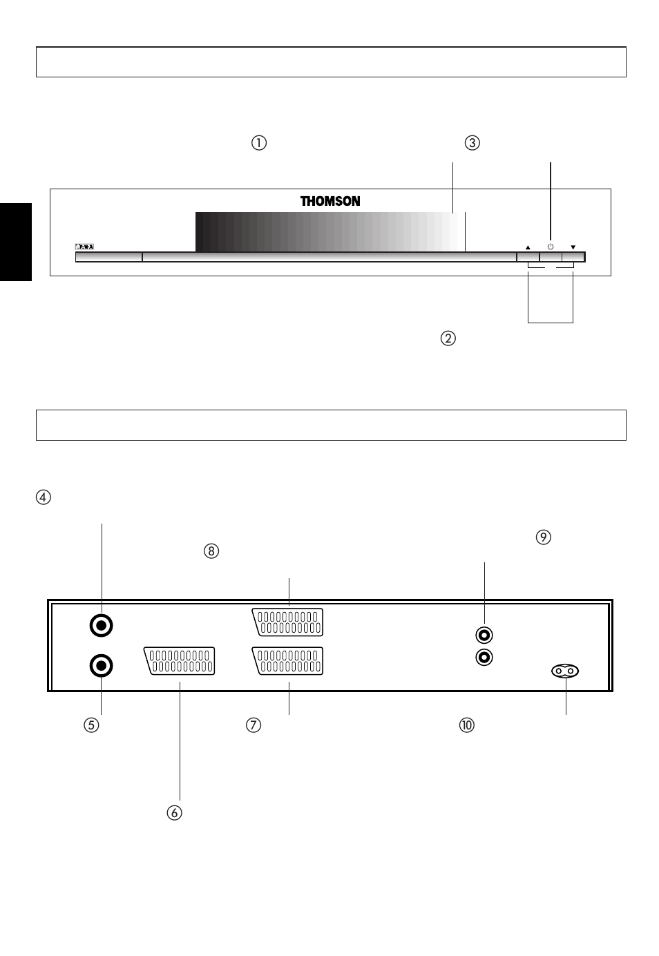 Front panel keypad rear panel connections, ቢ programme number display ባ, On/standby button | Channel scrolling keys | Technicolor - Thomson ASR08T User Manual | Page 5 / 16