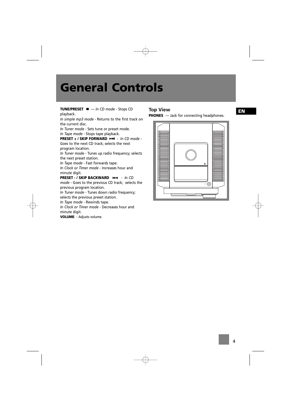 General controls | Technicolor - Thomson MS4200 User Manual | Page 8 / 23