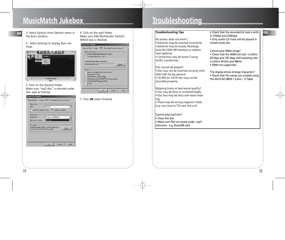 Troubleshooting, Musicmatch jukebox | Technicolor - Thomson PDP2069 User Manual | Page 11 / 12