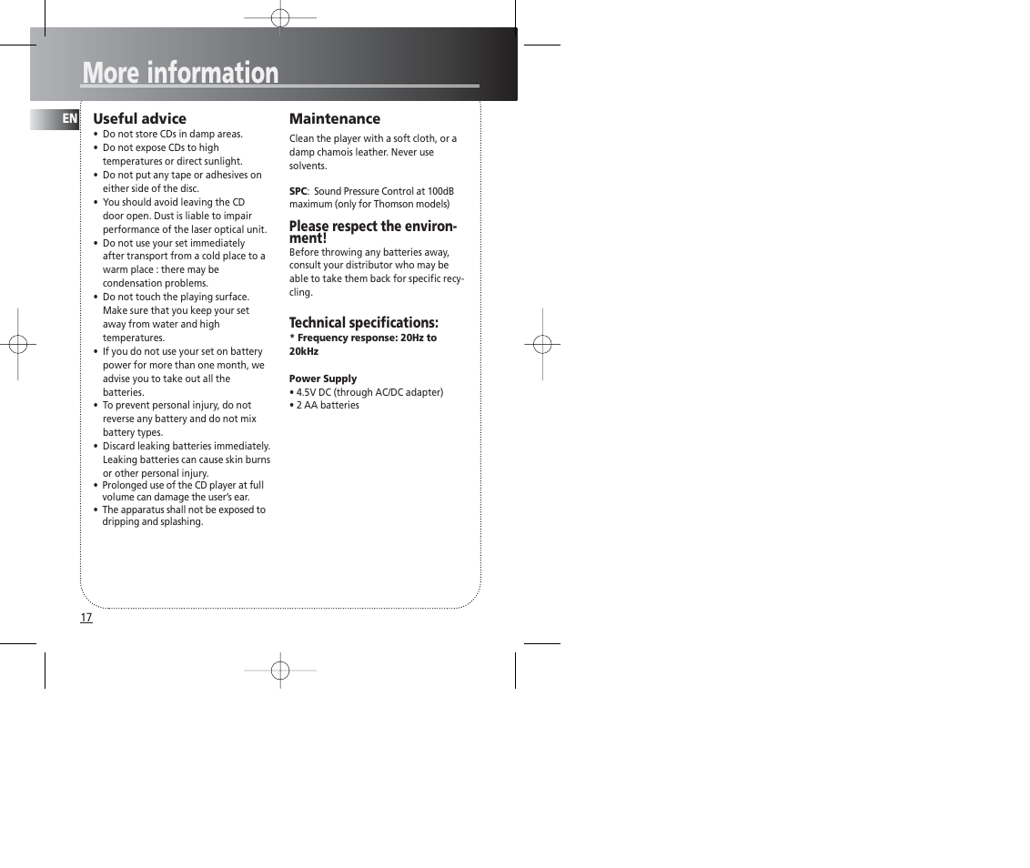 More information | Technicolor - Thomson PDP2069 User Manual | Page 12 / 12