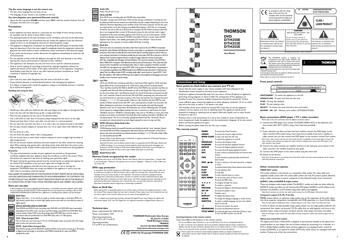 Technicolor - Thomson DTH255E User Manual | 2 pages