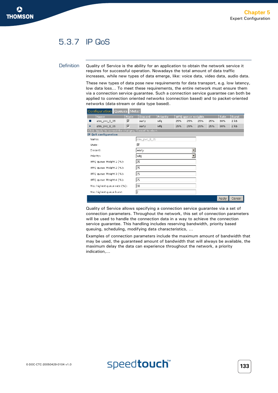 7 ip qos, Definition, Ip qos | Ate an, Label | Technicolor - Thomson 605 User Manual | Page 143 / 212