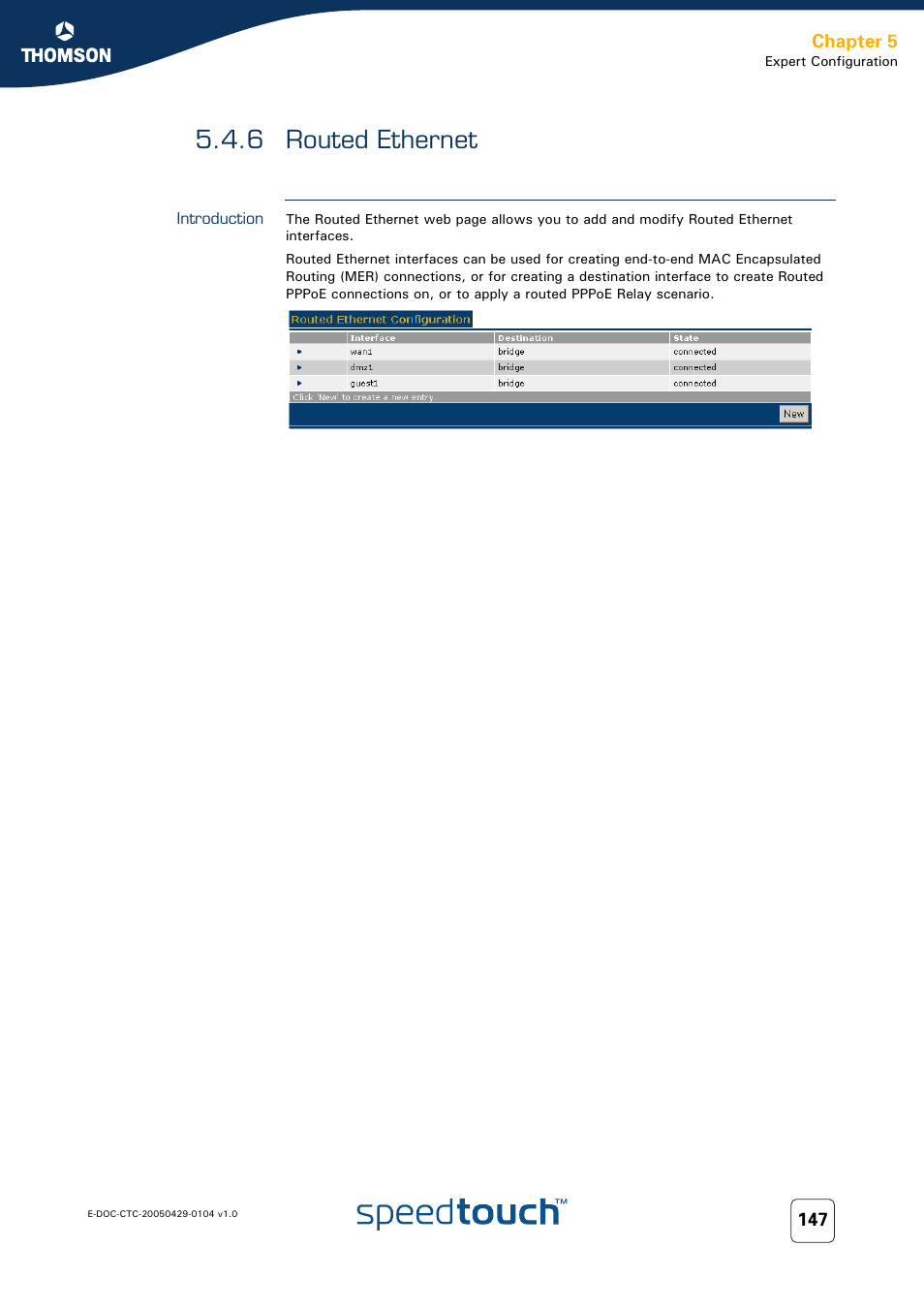 6 routed ethernet, Introduction, Routed ethernet | Technicolor - Thomson 605 User Manual | Page 157 / 212