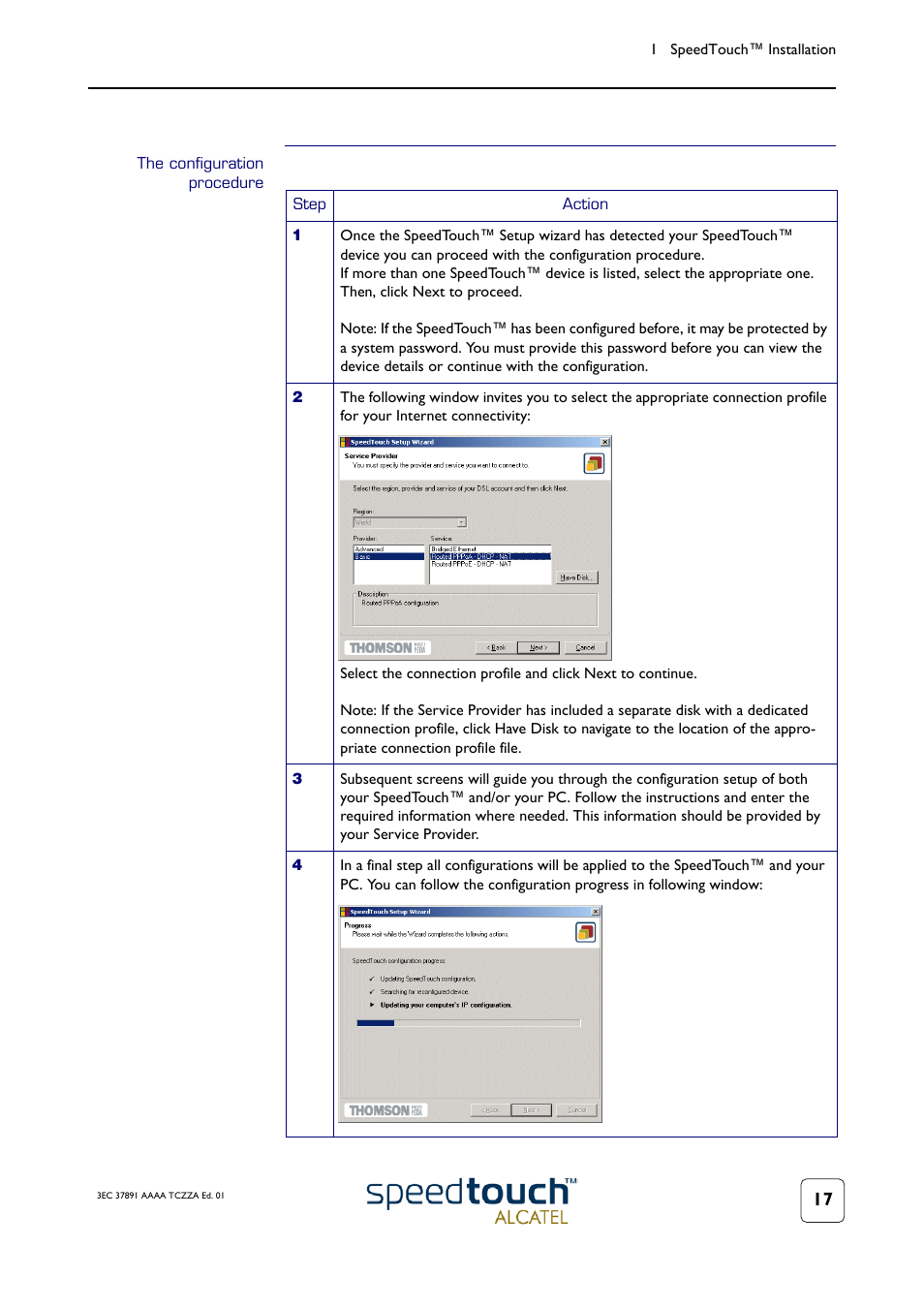 The configuration procedure | Technicolor - Thomson SpeedTouch 510 User Manual | Page 21 / 50