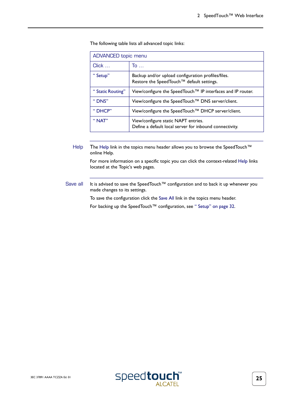 Help, Save all | Technicolor - Thomson SpeedTouch 510 User Manual | Page 29 / 50