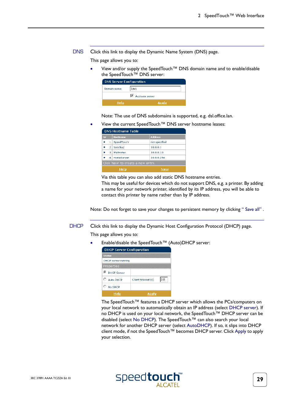 Dhcp | Technicolor - Thomson SpeedTouch 510 User Manual | Page 33 / 50