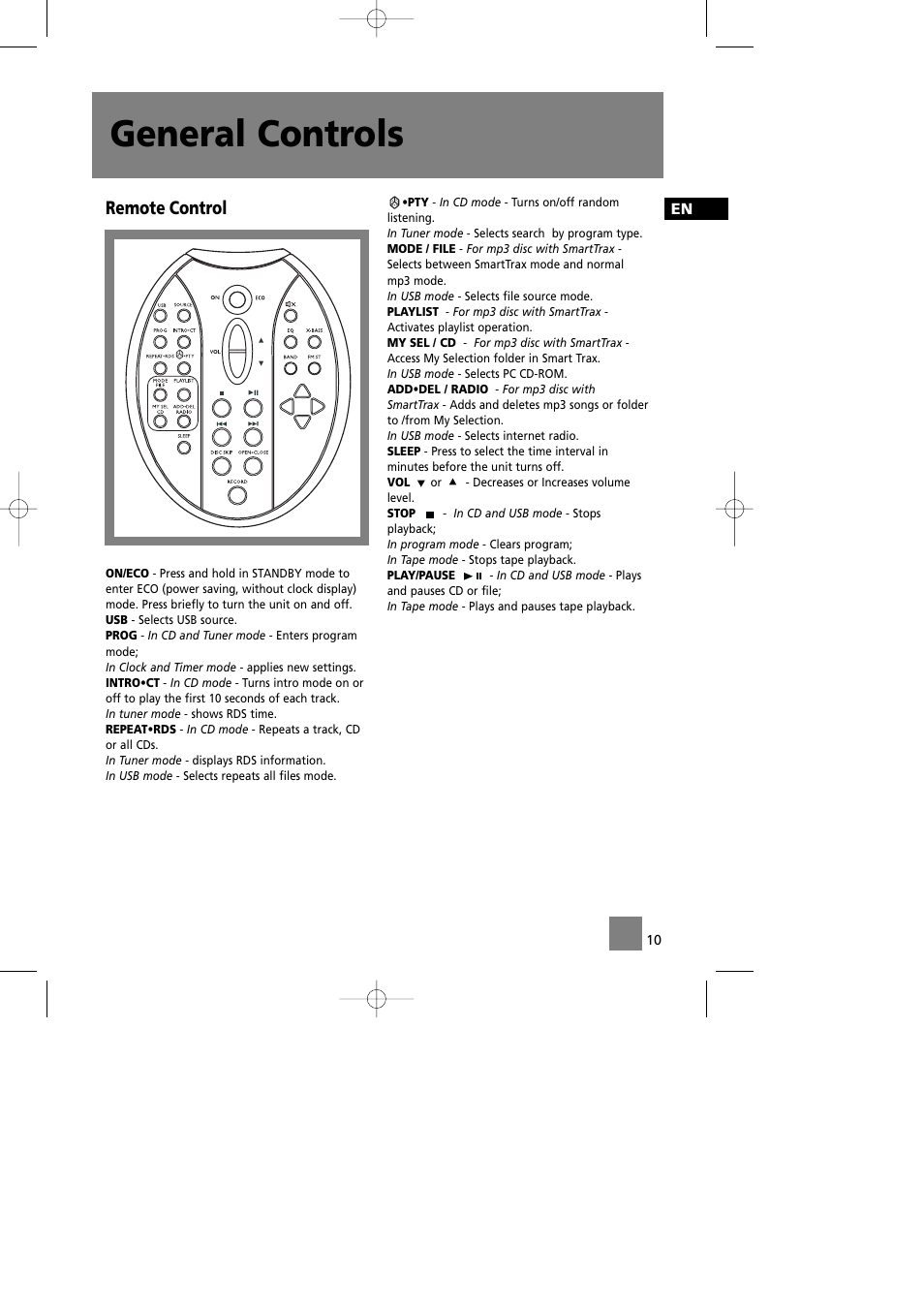 General controls, Remote control | Technicolor - Thomson CS580 User Manual | Page 12 / 34