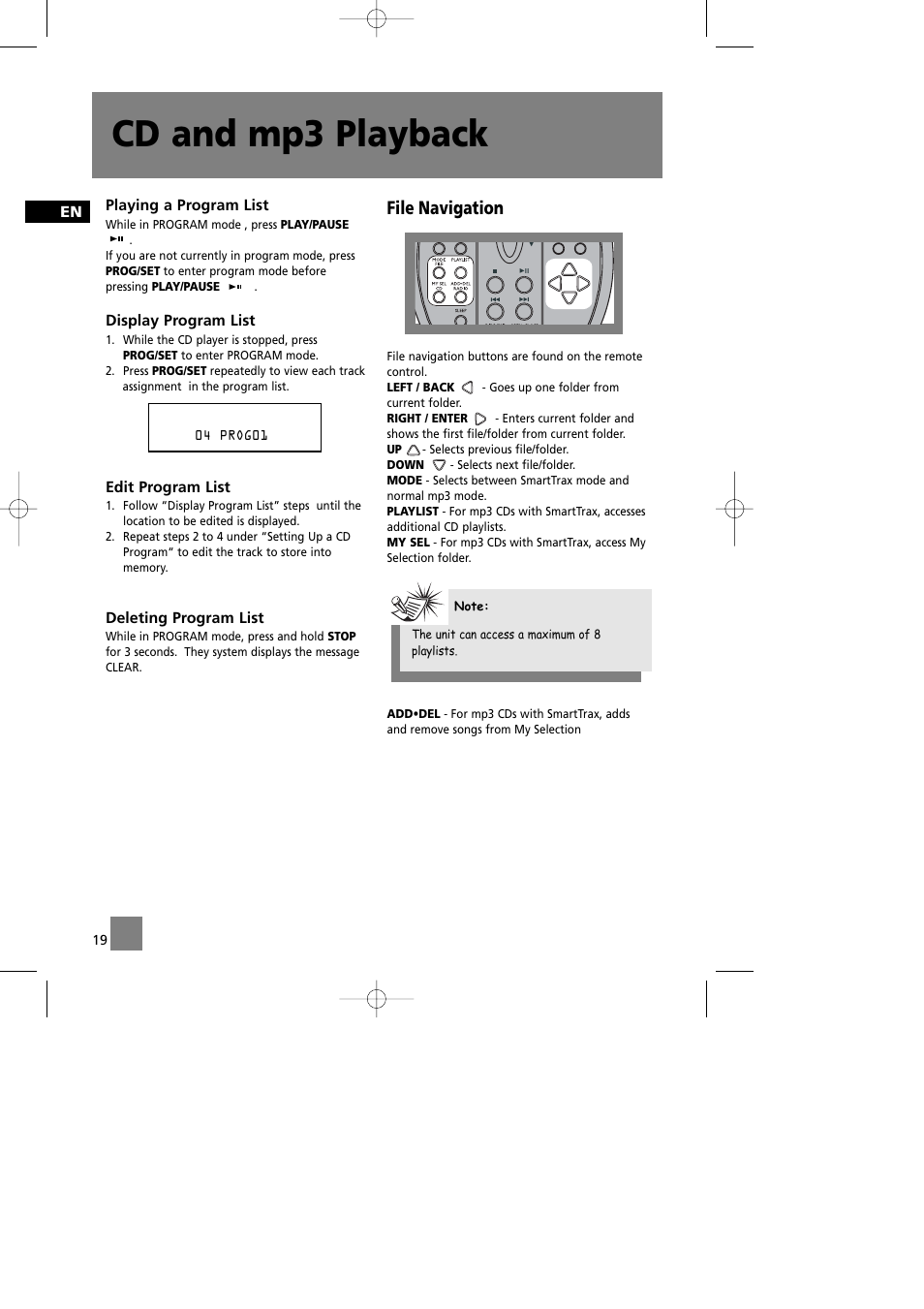 Cd and mp3 playback, File navigation | Technicolor - Thomson CS580 User Manual | Page 21 / 34