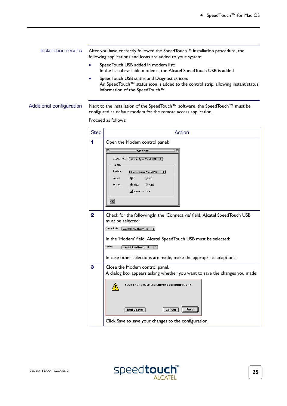 Installation results, Additional configuration | Technicolor - Thomson 300 Series User Manual | Page 29 / 46
