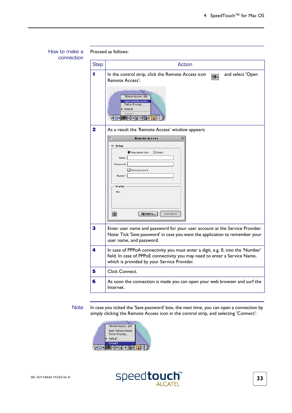 How to make a connection, Note | Technicolor - Thomson 300 Series User Manual | Page 37 / 46