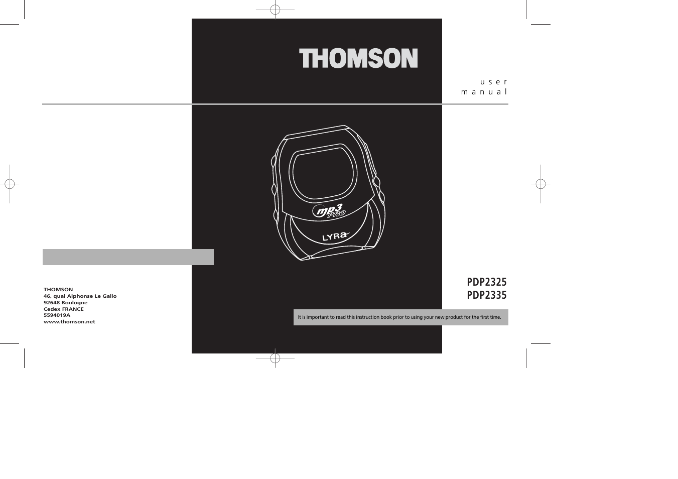 Technicolor - Thomson Thomson Lyra PDP2335 User Manual | 17 pages