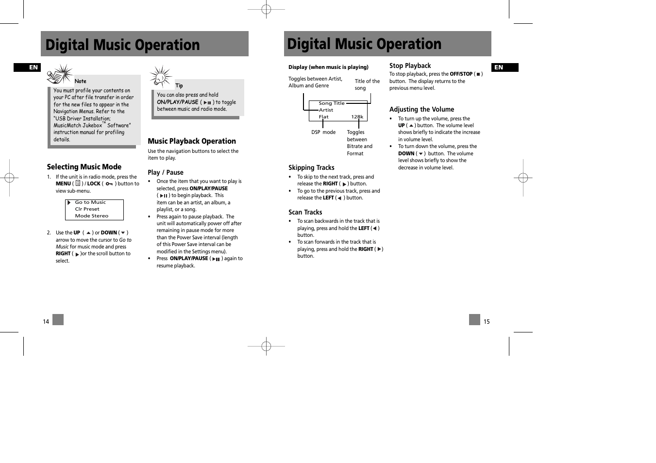 Digital music operation | Technicolor - Thomson Thomson Lyra PDP2335 User Manual | Page 12 / 17