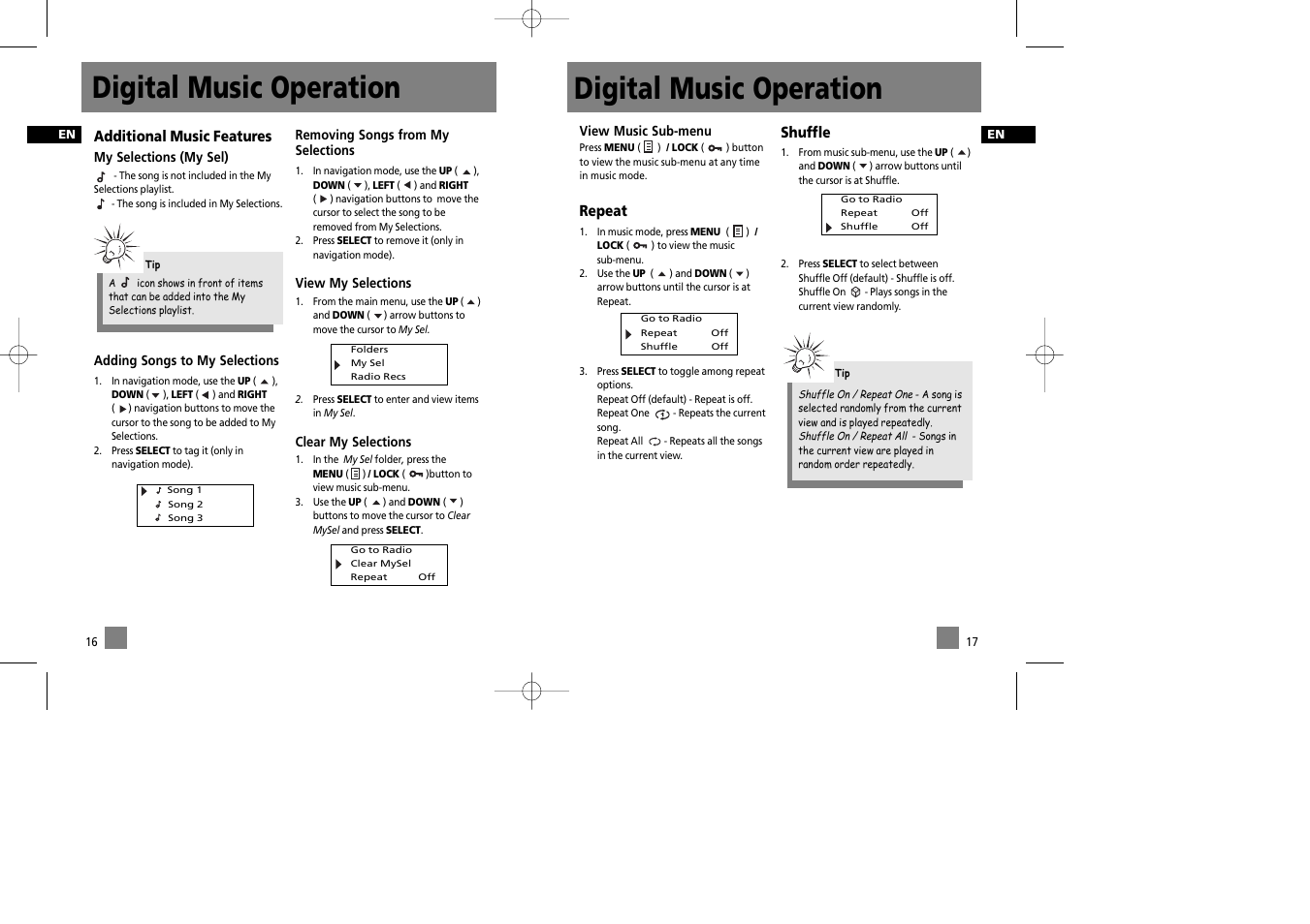 Digital music operation | Technicolor - Thomson Thomson Lyra PDP2335 User Manual | Page 13 / 17