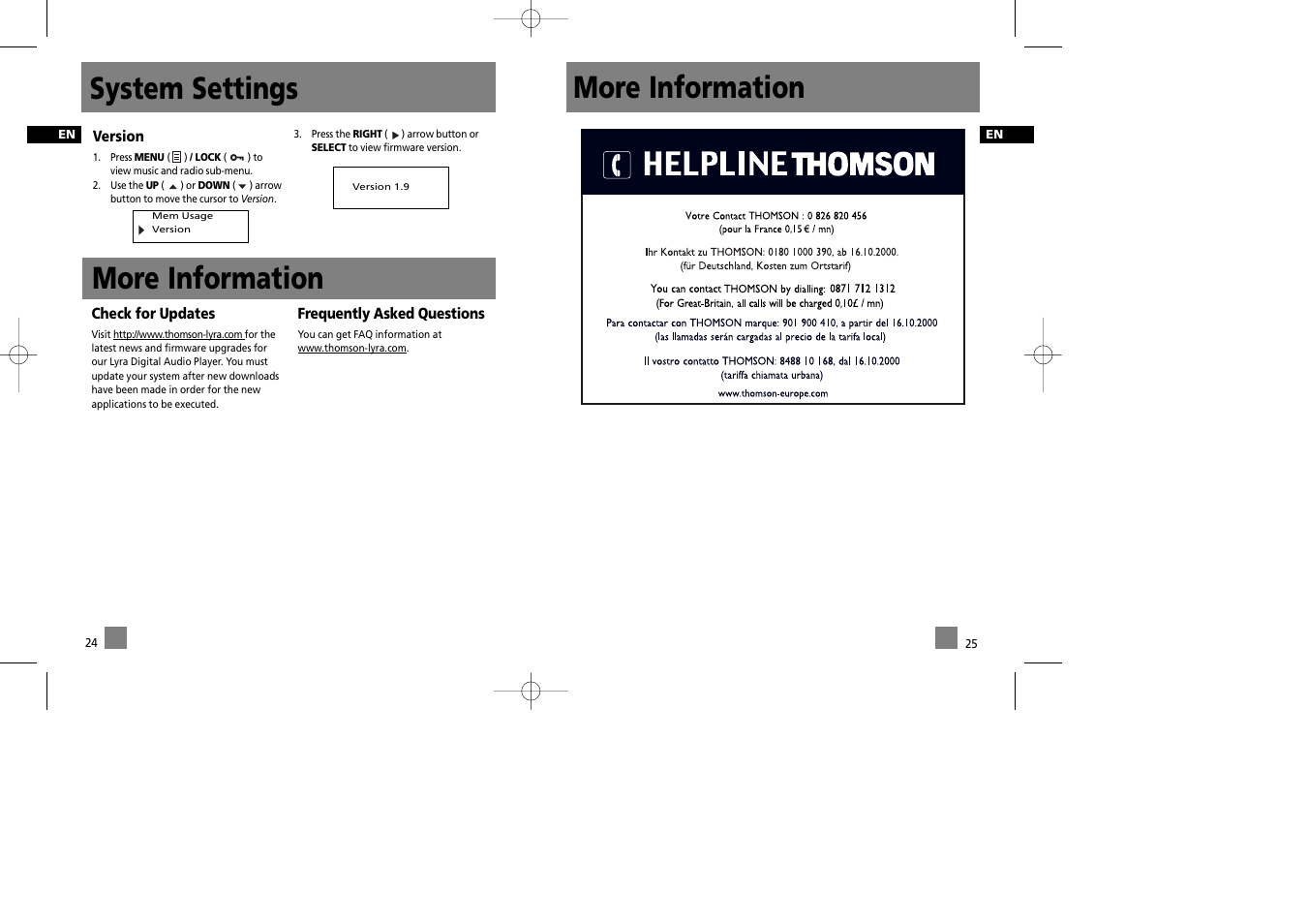 System settings more information, More information | Technicolor - Thomson Thomson Lyra PDP2335 User Manual | Page 17 / 17