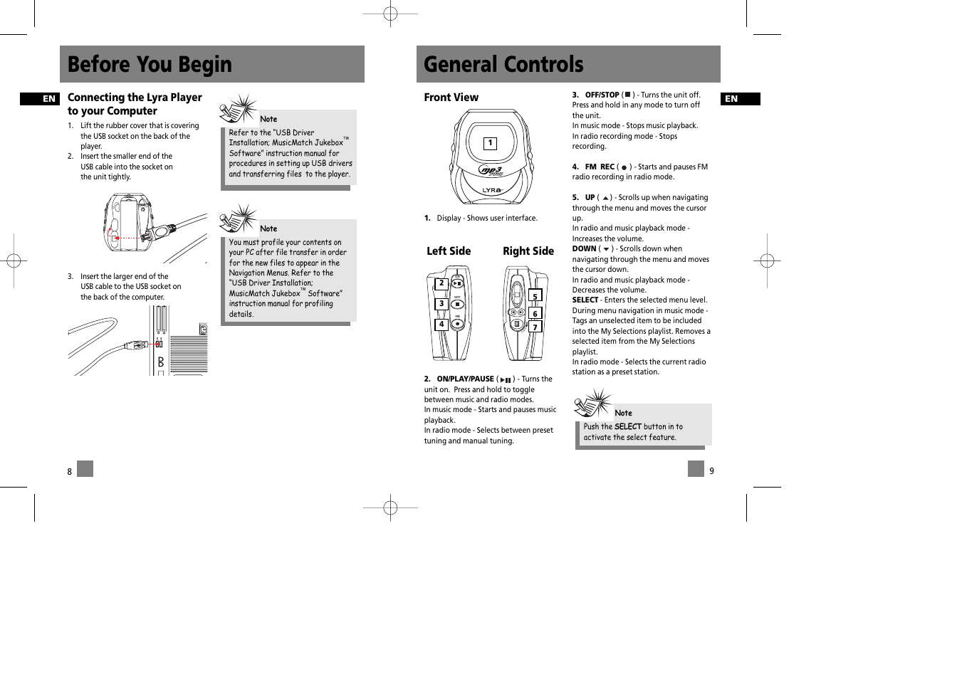 General controls, Before you begin | Technicolor - Thomson Thomson Lyra PDP2335 User Manual | Page 9 / 17