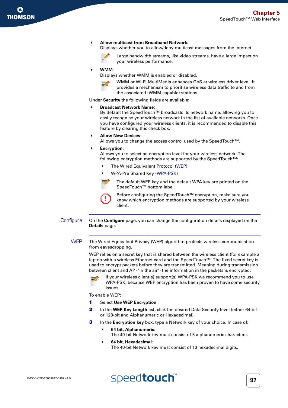 Configure, Chapter 5 | Technicolor - Thomson SpeedTouch 706 (WL) User Manual | Page 105 / 122