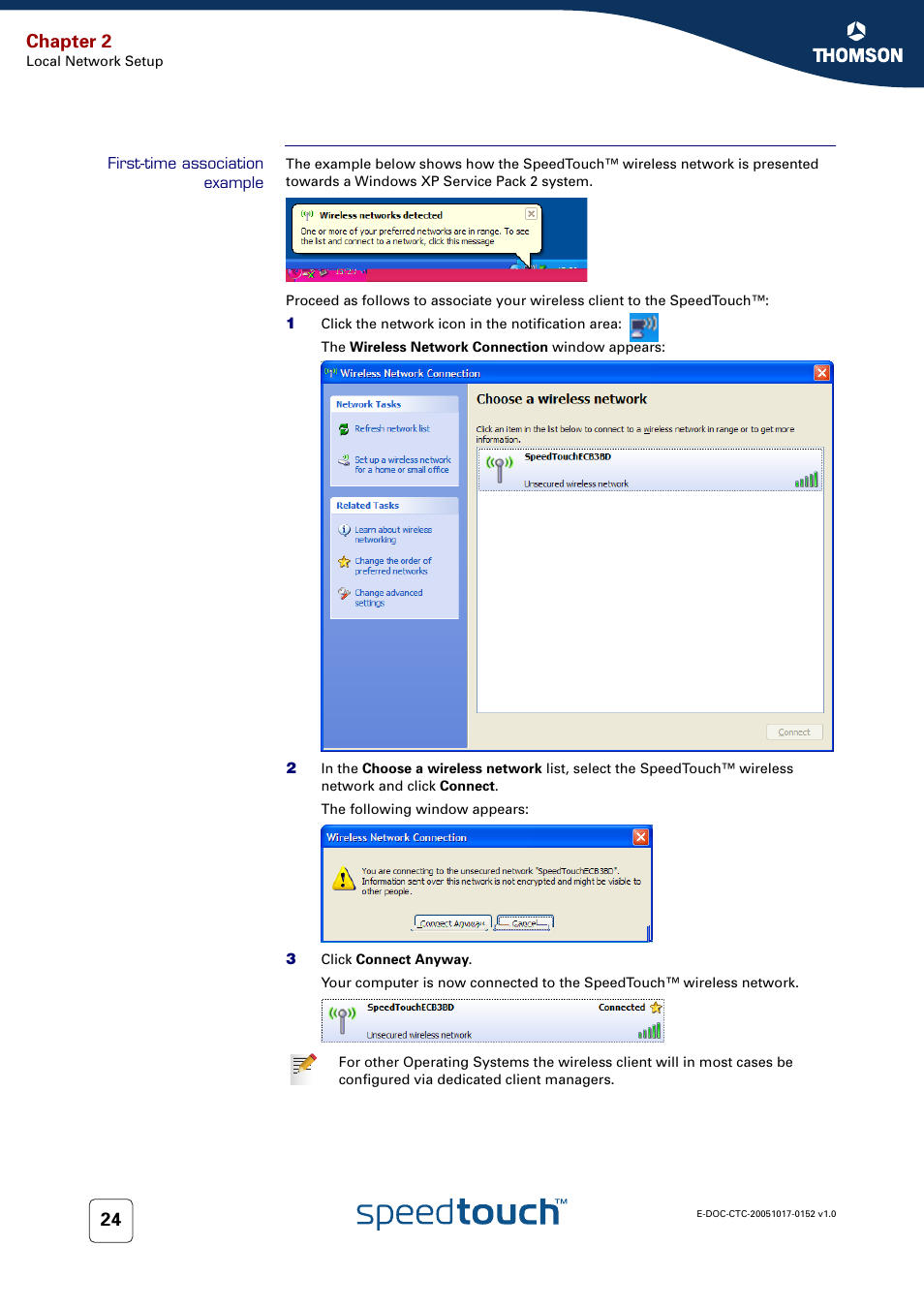 First-time association example, Chapter 2 | Technicolor - Thomson SpeedTouch 706 (WL) User Manual | Page 32 / 122