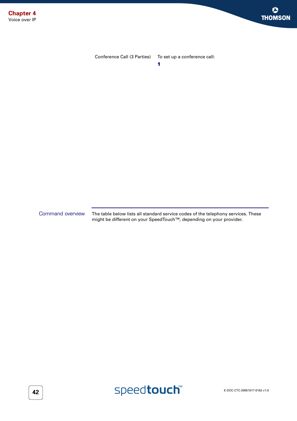 Command overview, Chapter 4 | Technicolor - Thomson SpeedTouch 706 (WL) User Manual | Page 50 / 122
