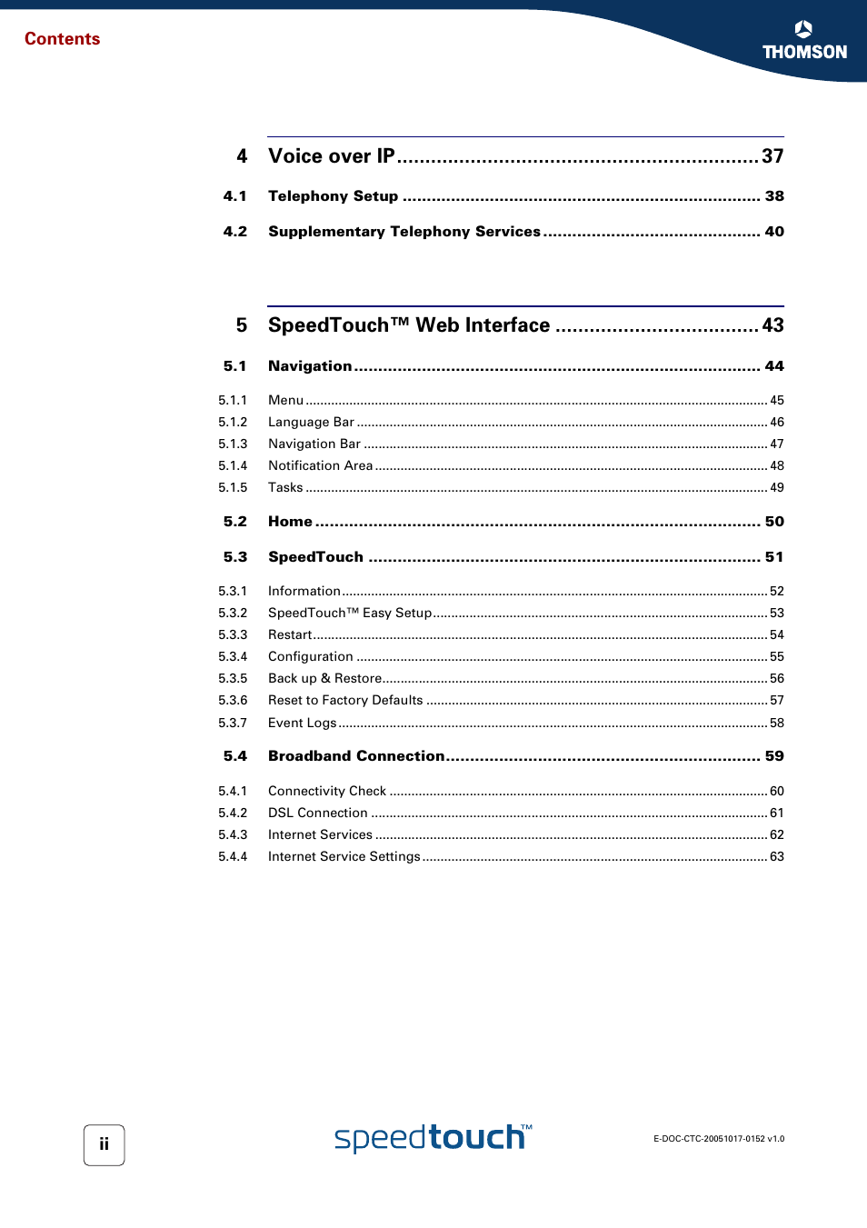 Technicolor - Thomson SpeedTouch 706 (WL) User Manual | Page 6 / 122