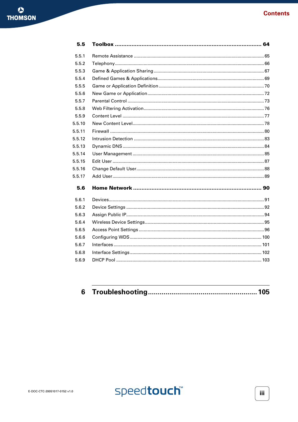 Technicolor - Thomson SpeedTouch 706 (WL) User Manual | Page 7 / 122