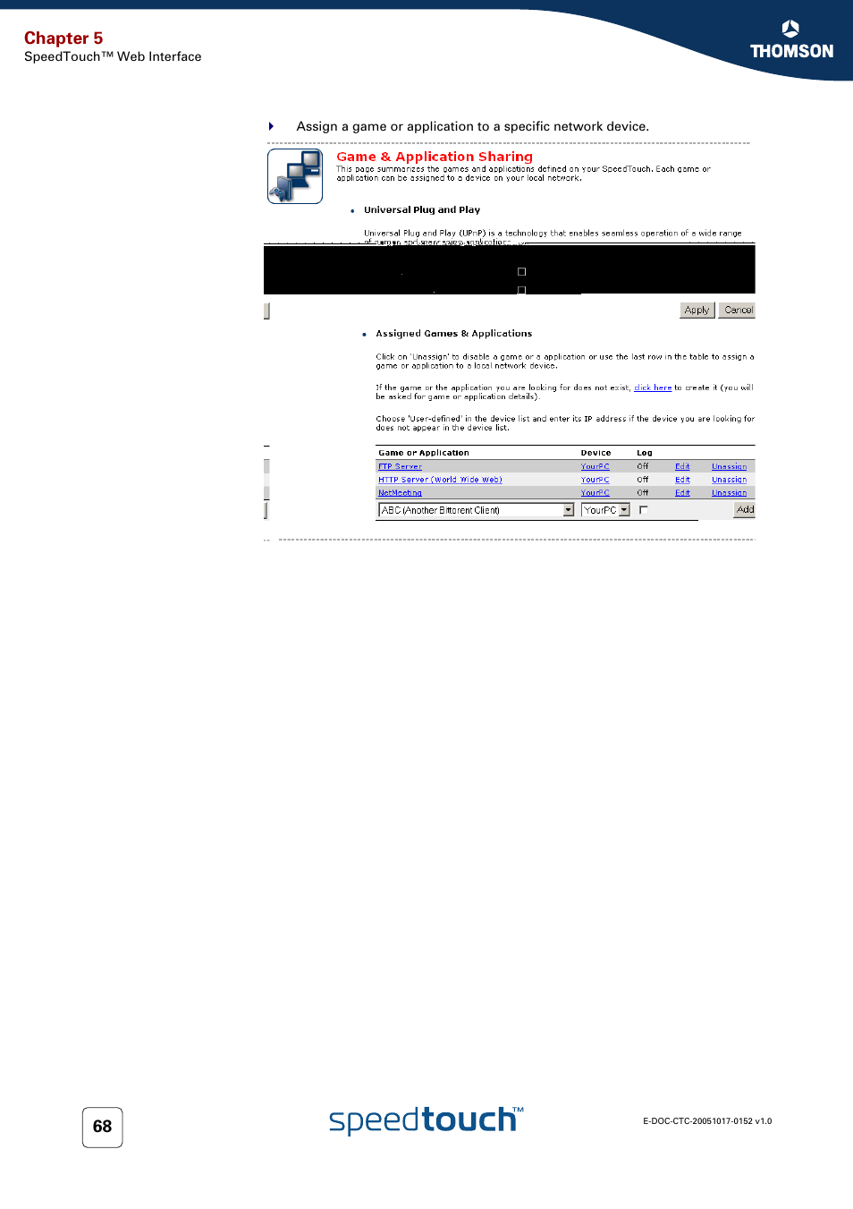 Chapter 5 | Technicolor - Thomson SpeedTouch 706 (WL) User Manual | Page 76 / 122