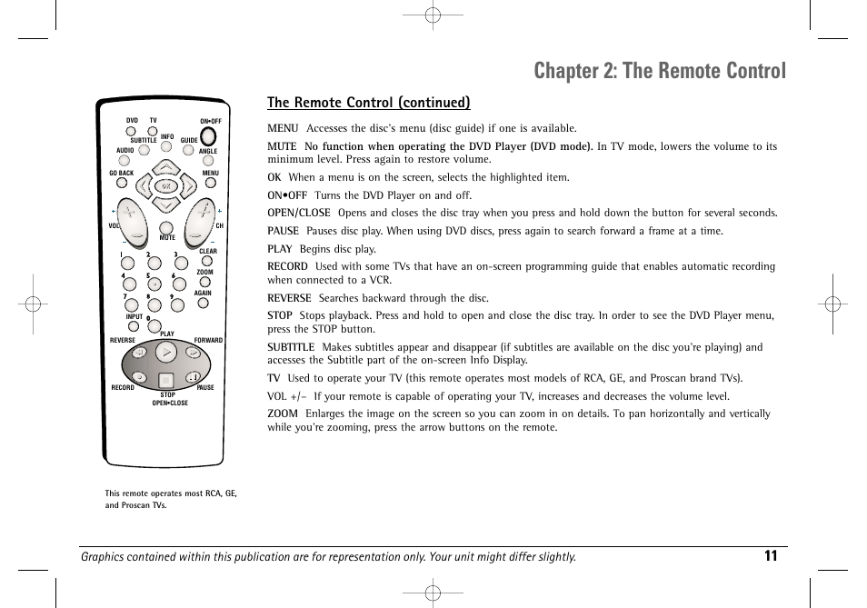 Chapter 2: the remote control, The remote control (continued) | Technicolor - Thomson DGE505N User Manual | Page 13 / 59