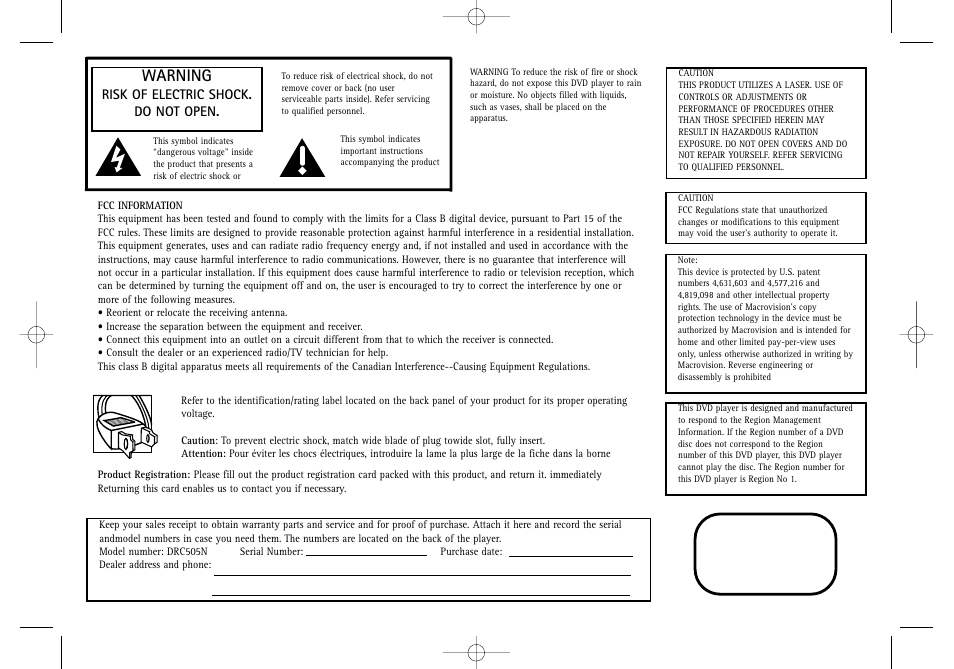 Class 1 laser product, Warning | Technicolor - Thomson DGE505N User Manual | Page 2 / 59