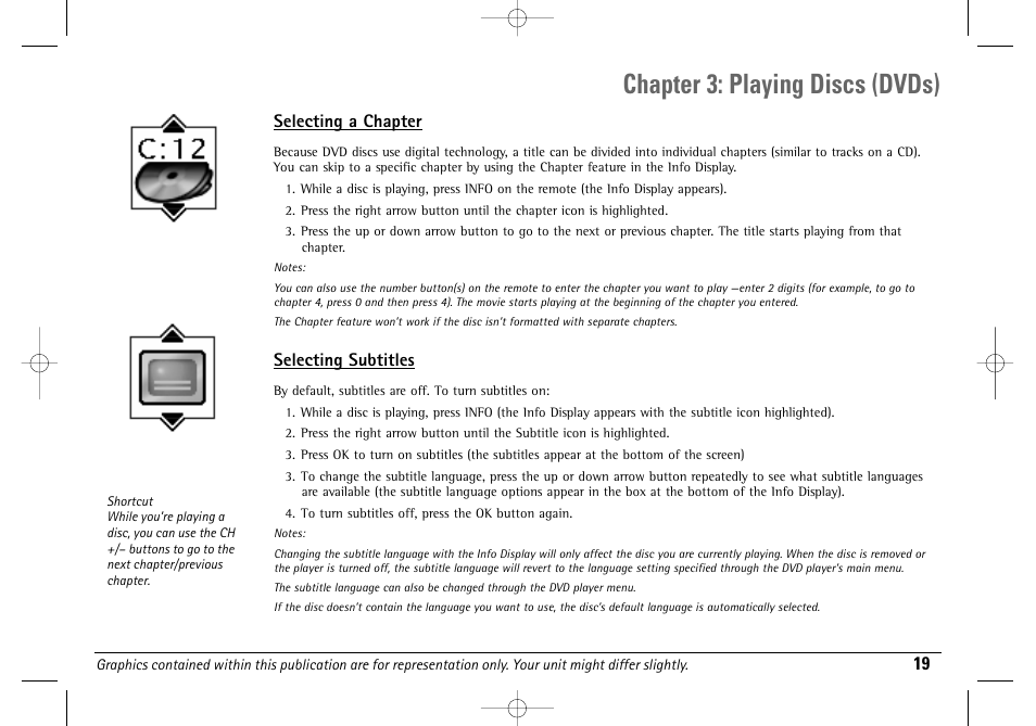 Chapter 3: playing discs (dvds) | Technicolor - Thomson DGE505N User Manual | Page 21 / 59