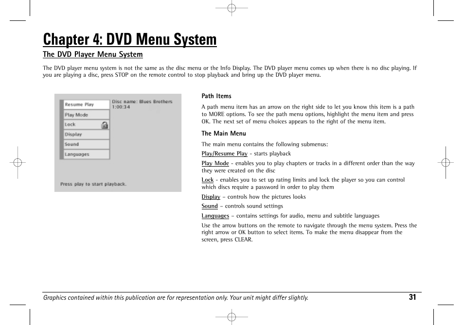 Chapter 4: dvd menu system | Technicolor - Thomson DGE505N User Manual | Page 33 / 59