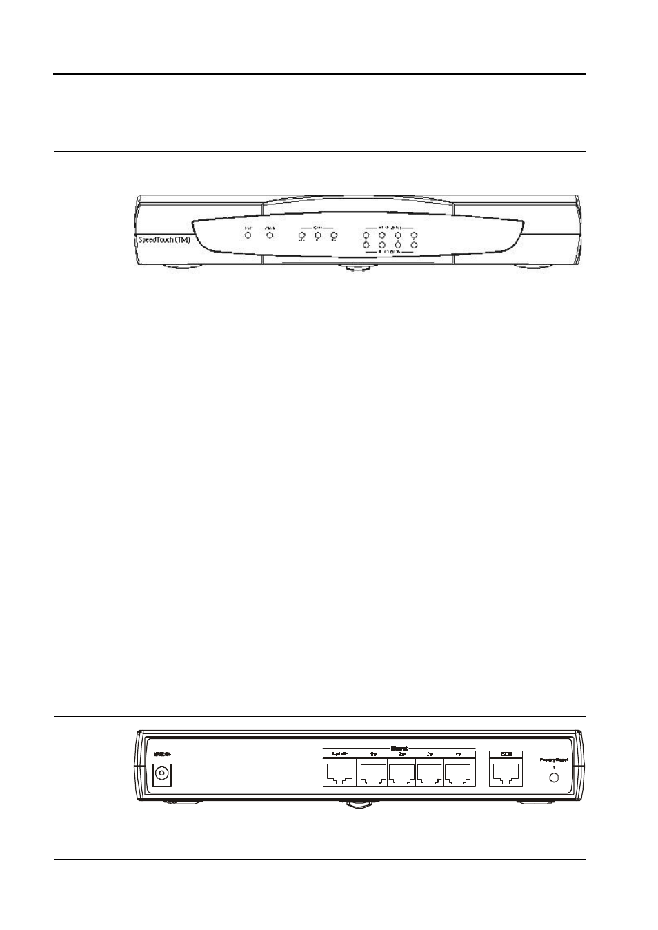 Speedtouch 210i, The speedtouch 210i front panel, The speedtouch 210i rear panel | Technicolor - Thomson 210i User Manual | Page 14 / 79