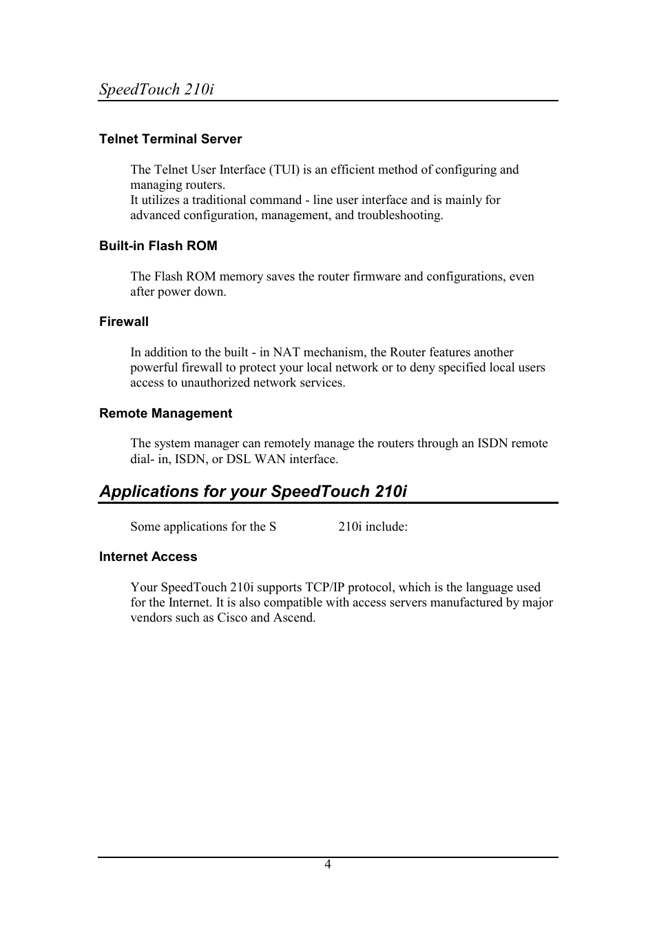 Speedtouch 210i, Applications for your speedtouch 210i | Technicolor - Thomson 210i User Manual | Page 8 / 79