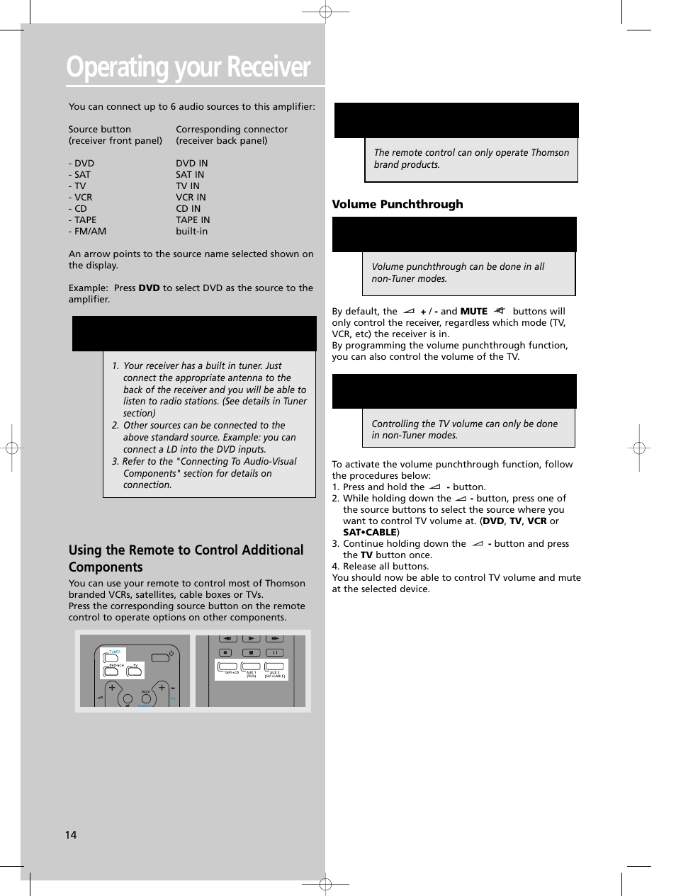 Operating your receiver, Using the remote to control additional components | Technicolor - Thomson DPL590 User Manual | Page 17 / 28