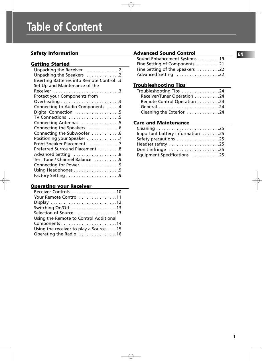 Table of content | Technicolor - Thomson DPL590 User Manual | Page 4 / 28