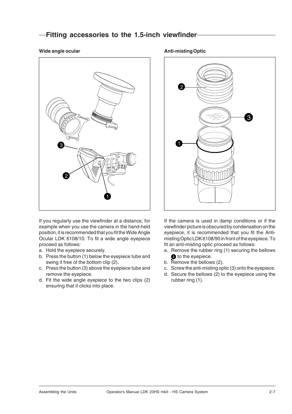 Fitting accessories to the 1.5-inch viewfinder, Fitting accessories to the 1.5-inch viewfinder -7 | Technicolor - Thomson mkiiLDK 23hs User Manual | Page 15 / 70