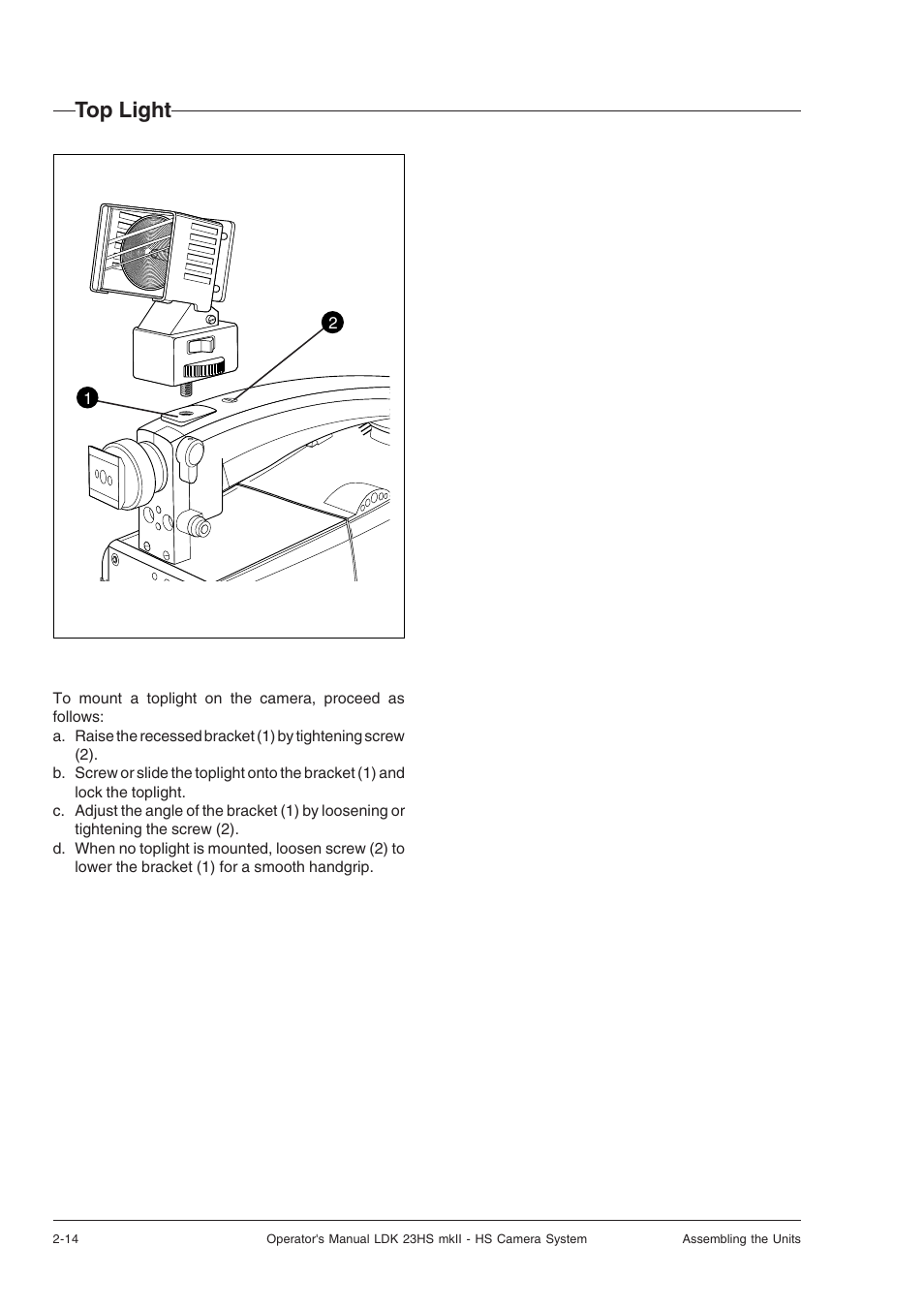 Top light, Top light -14 | Technicolor - Thomson mkiiLDK 23hs User Manual | Page 22 / 70