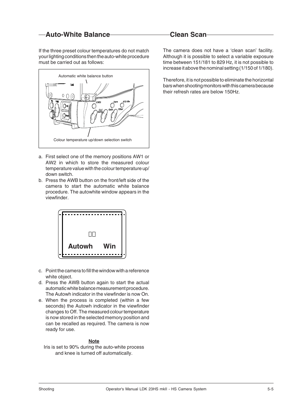 Auto-white balance, Clean scan, Auto-white balance -5 clean scan -5 | Autowh win | Technicolor - Thomson mkiiLDK 23hs User Manual | Page 51 / 70