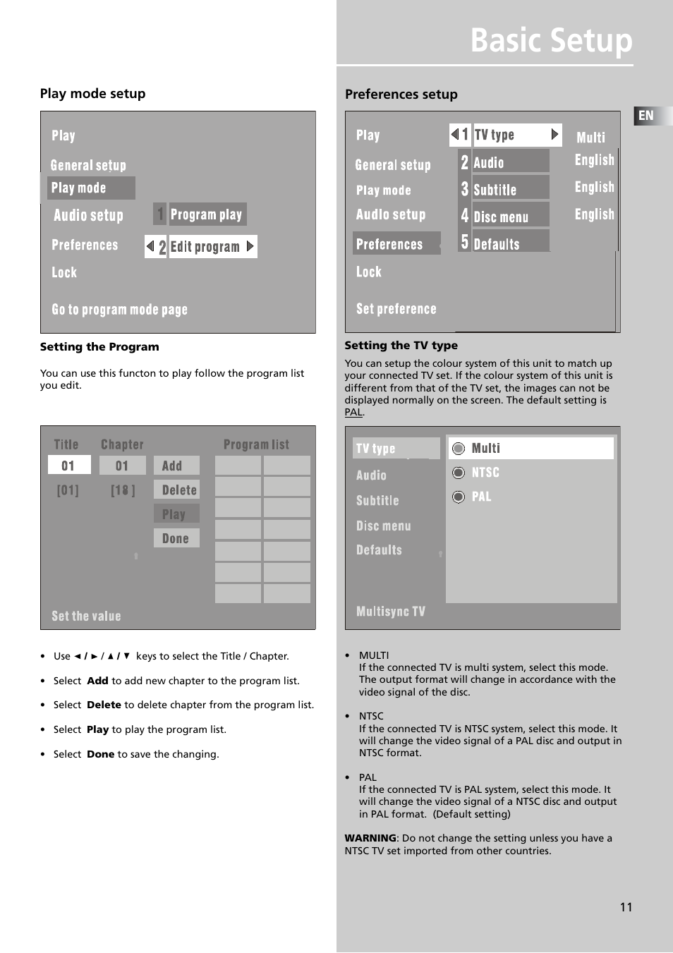 Basic setup | Technicolor - Thomson DPL909VD User Manual | Page 14 / 25