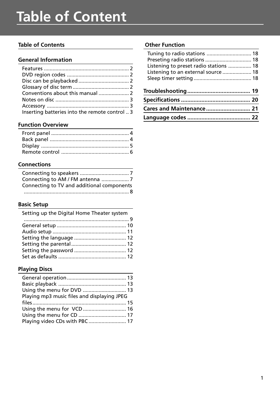 Table of content | Technicolor - Thomson DPL909VD User Manual | Page 4 / 25