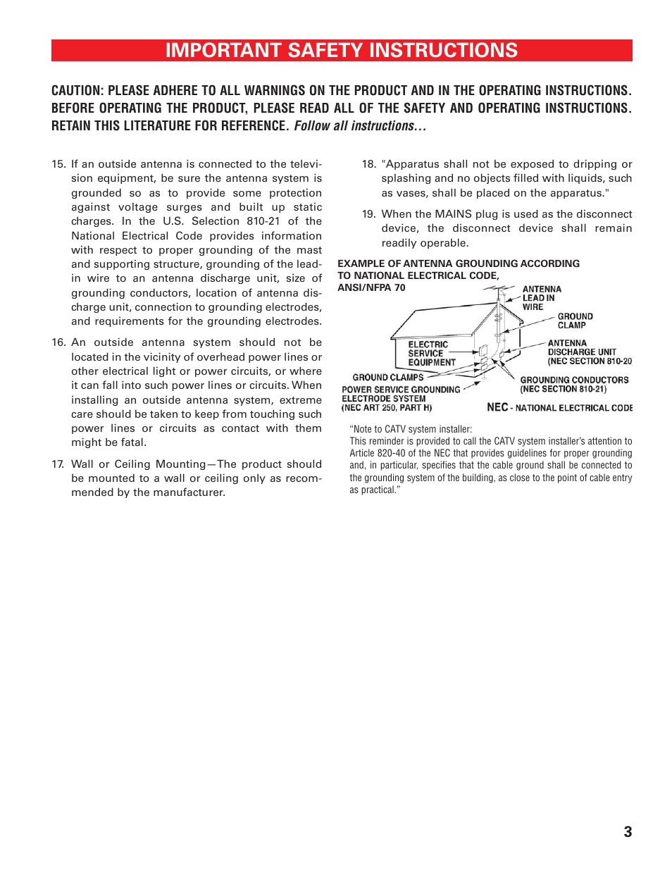 Safety tips (2), Important safety instructions | Technicolor - Thomson DP50747 User Manual | Page 3 / 52