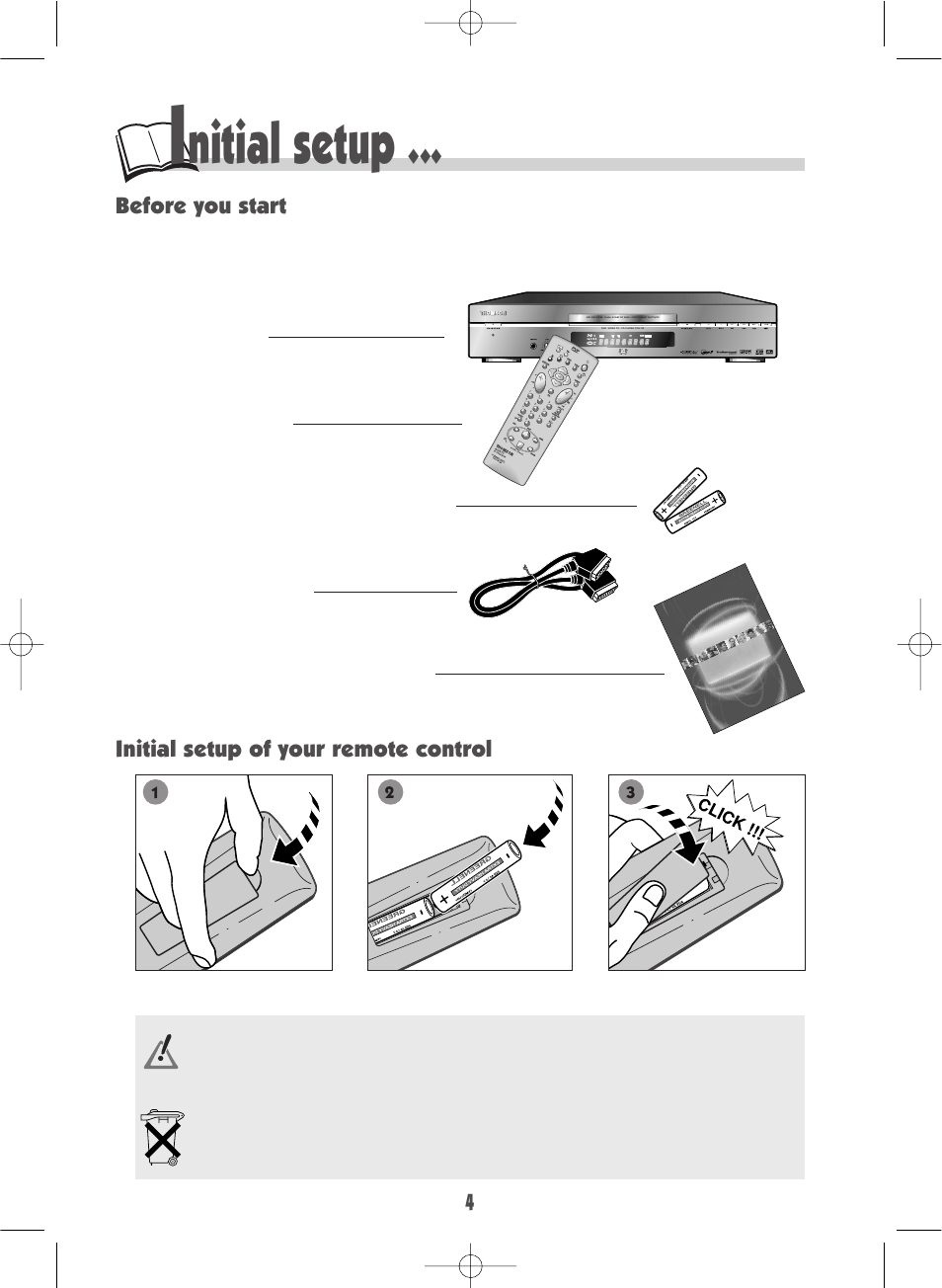 Nitial setup | Technicolor - Thomson DTH220E User Manual | Page 4 / 26